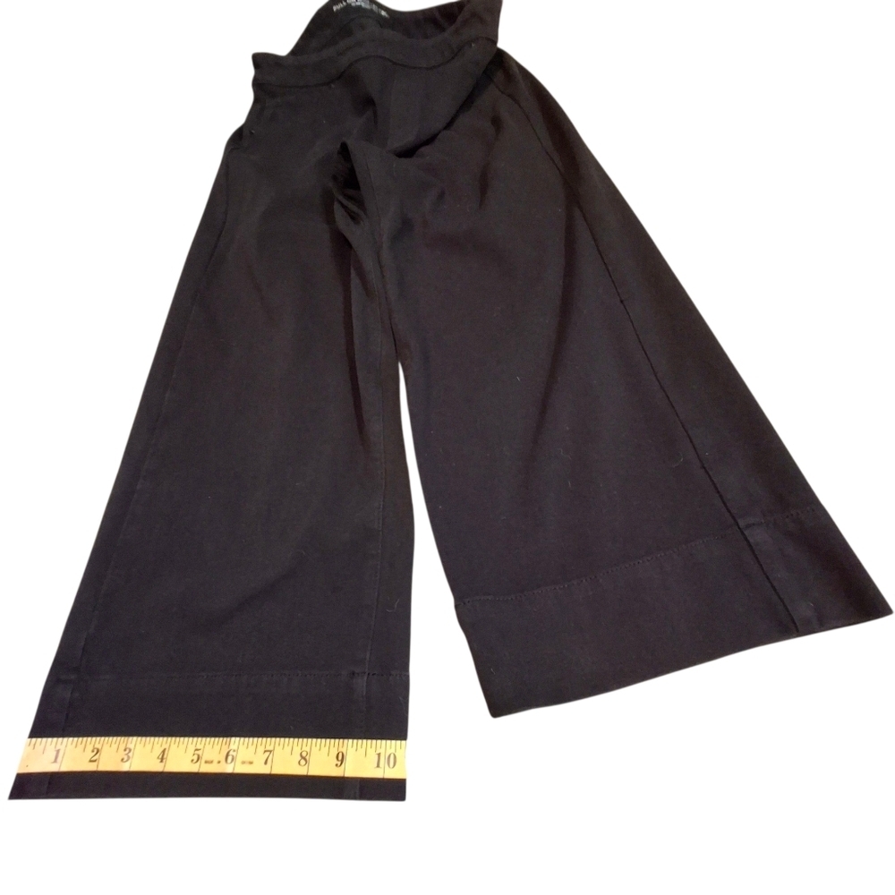 Chico's Pull-on Wide Leg Cropped Stretch Cotton Blend Black Pants Women Size 12P - Picture 15 of 16